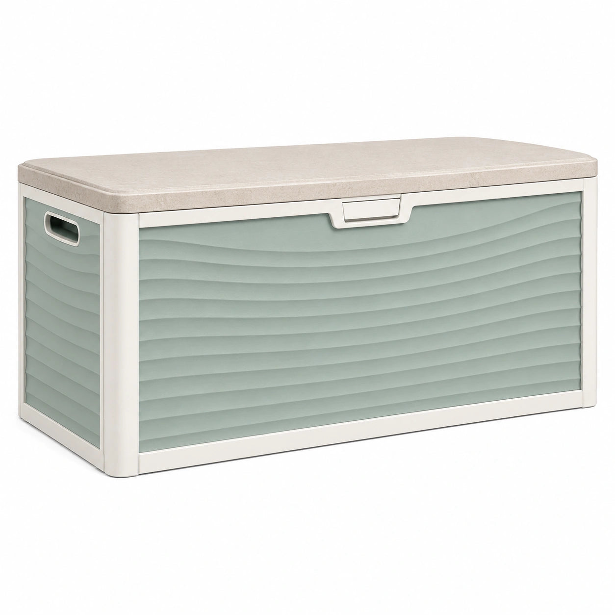 Baúl de plástico con tapa 120x45x60 cm beige y verde