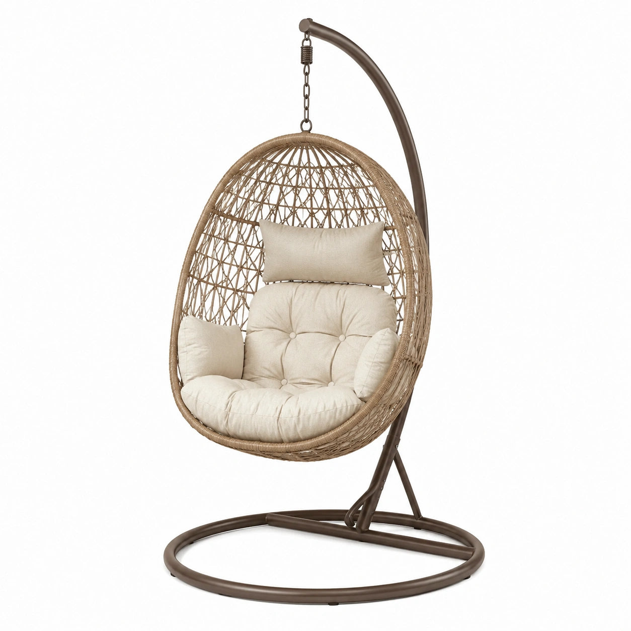 Sillón colgante de ratán y metal con cojines de poliéster, 195 cm