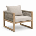 Sillón de Jardín Madera Cuerda Sintética Cojines Beige