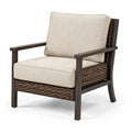 Sillón de aluminio y mimbre sintético con cojines de poliéster beige