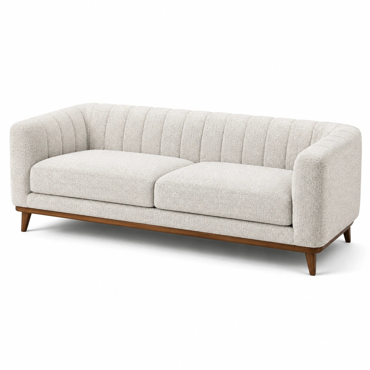Sofá de poliéster beige 3 plazas con estructura de madera