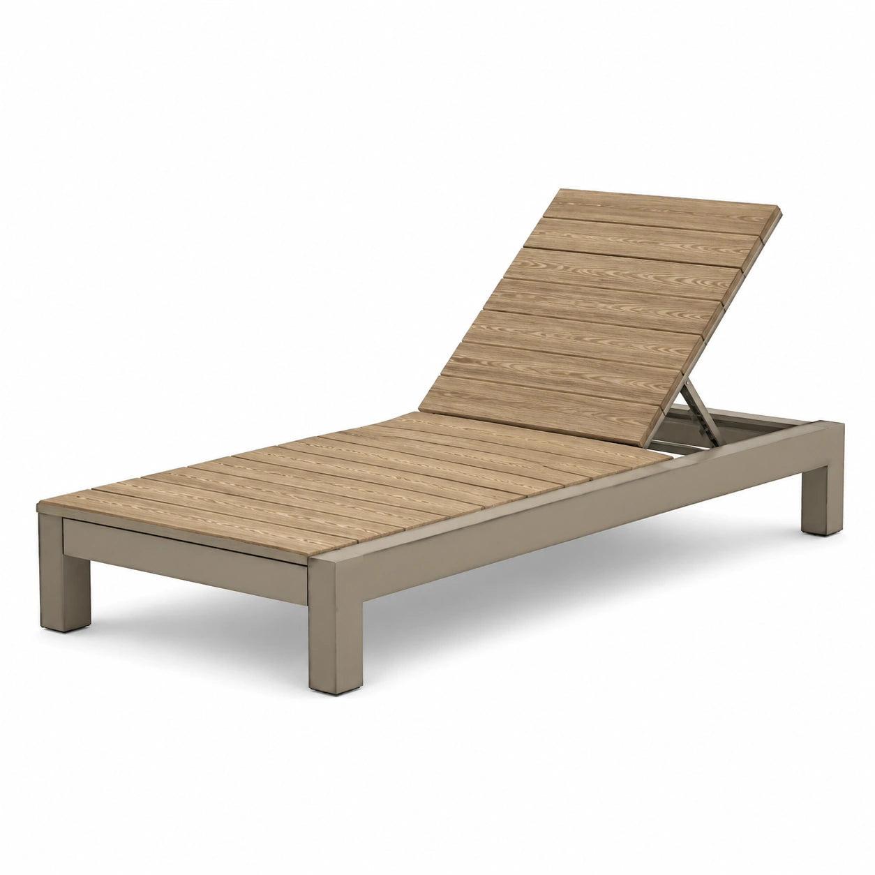 Tumbona de aluminio y madera sintética marrón claro