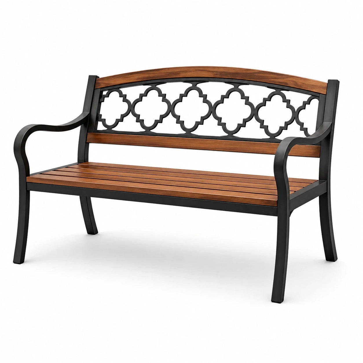 Banco de madera y metal para exteriores 120x60x80 cm