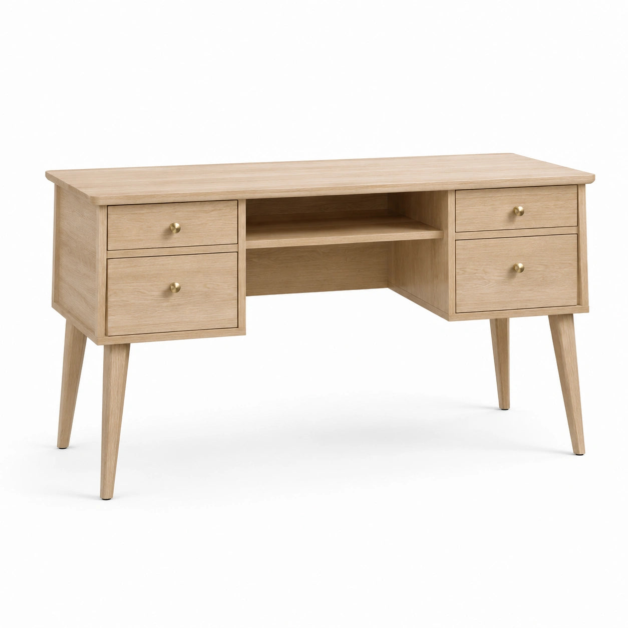 Escritorio de madera de roble con 4 cajones y estante 120x50x75 cm
