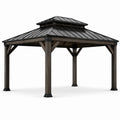 Gazebo de Madera y Acero Galvanizado 3x3m Color Gris Oscuro