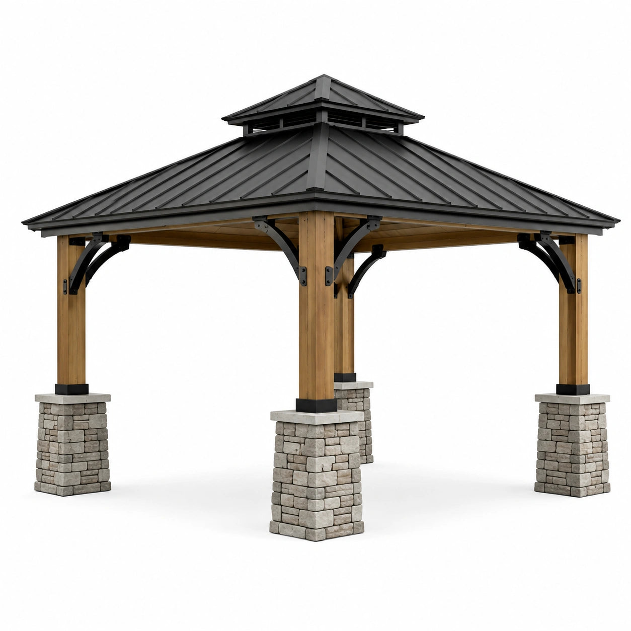 Pabellón de Madera y Metal con Techo Galvanizado 360x360x320 cm